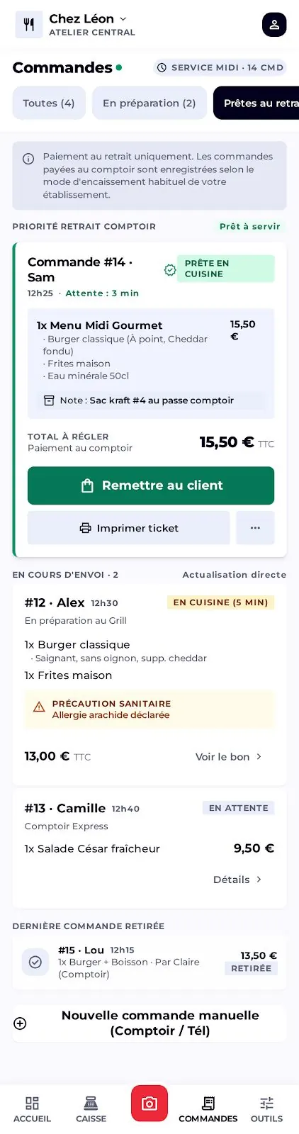 Écran de prise de commande Onrush