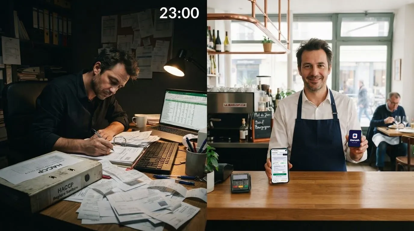 Un restaurateur à 23 h, seul au bureau, noyé sous les papiers